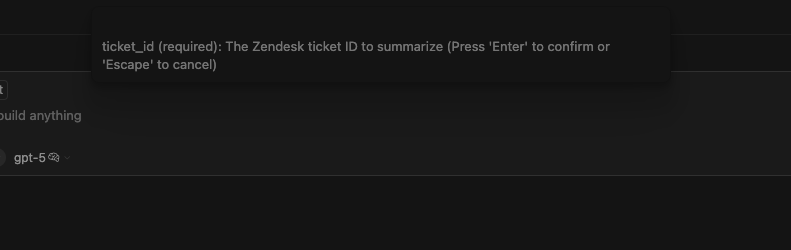 Prompt argument input in Cursor